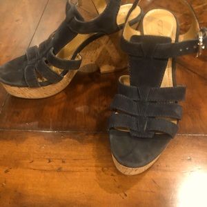 Coach navy suede cork sandal. Like new